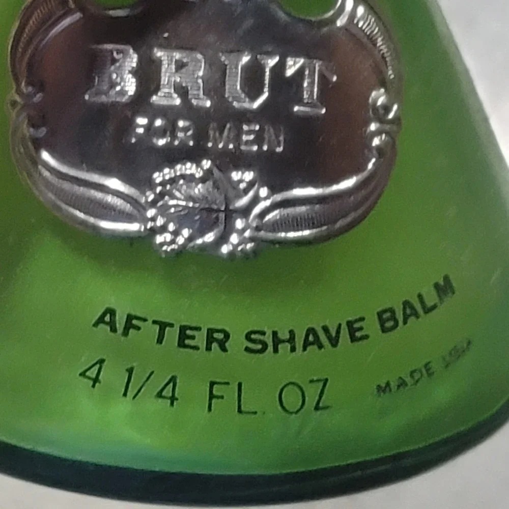 Vintage Faberge Brut for Men After Shave Balm 4.25 fl oz Green Glass Bottle Box